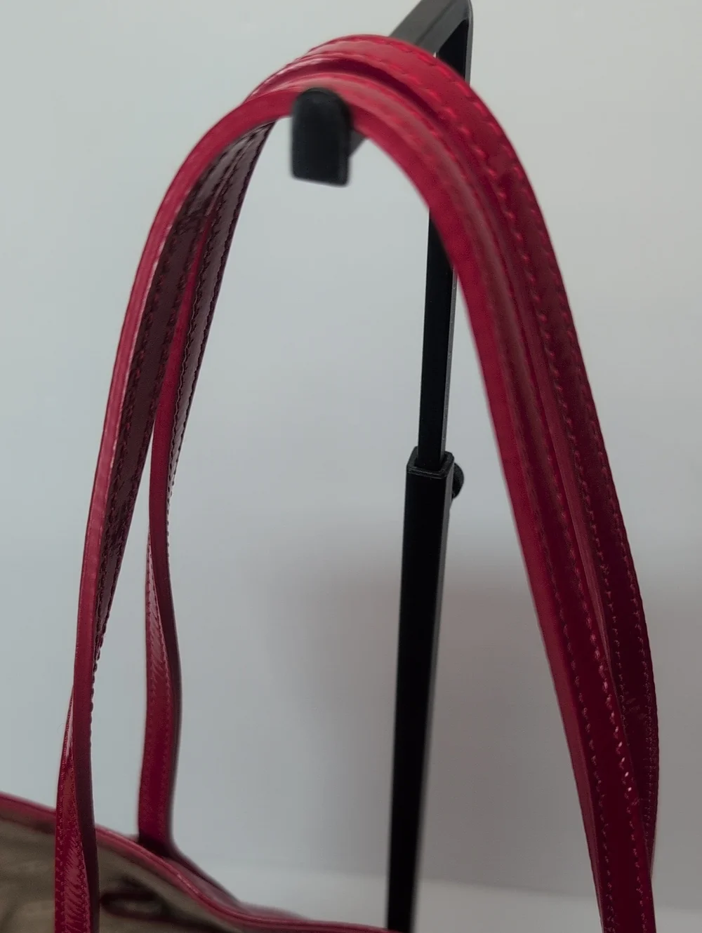 Celine Red Patent Leather Tote Bag With Padlock